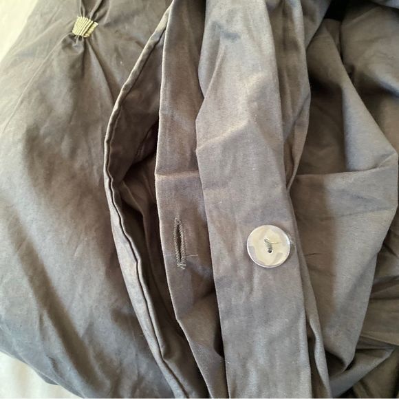 INK+IVY Masie Elastic Embroidered Gray Cotton FULL QUEEN Duvet Cover Set 3pc - Picture 9 of 10